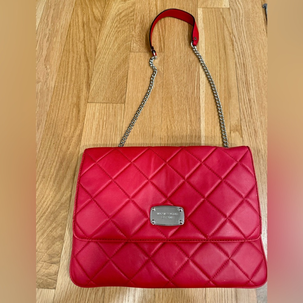 NWT Michael Kors ted authentic leather quilt envelope shoulder bag
